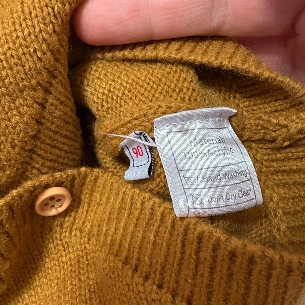 Cozy Brown Knit Collared Sweater Bubble Baby Girl size 90
